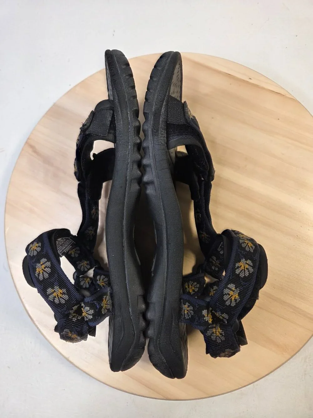 Teva Pretty Rugged Black Floral Nylon Sandals Women US 9